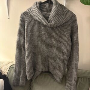 J. Crew Gray Chunky Knit Turtleneck Sweater